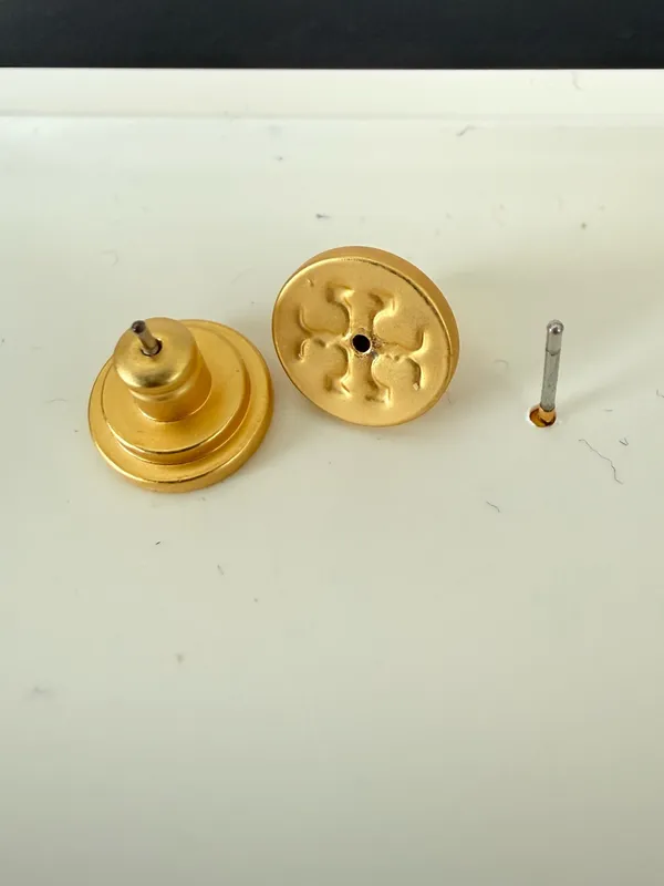 Tory Burch | Matte Gold Logo Disc Earrings w/ Yellow & Blue-Green Ring | Medium - Image 3