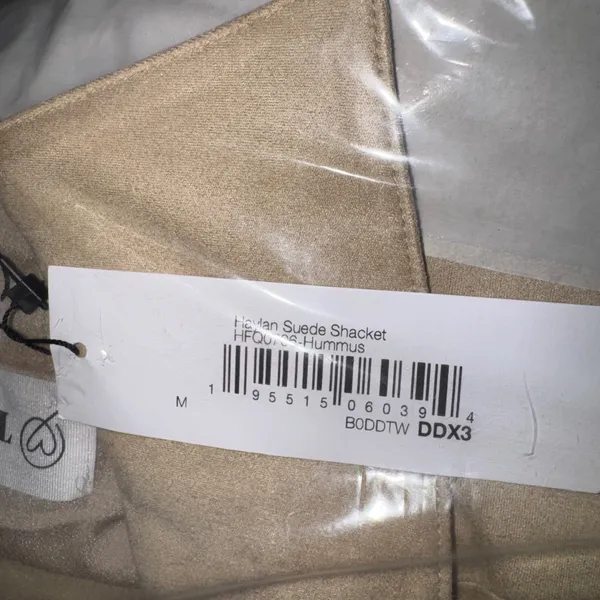 The Drop Haylan Suede Shacket Hummus‎ Button Front Pockets Size M Tan Size M - Image 7