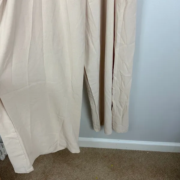 Cupshe Neutral Tie Waist Wide-leg Jumpsuit Beige Semi-sheer Size Large NWT - Image 11