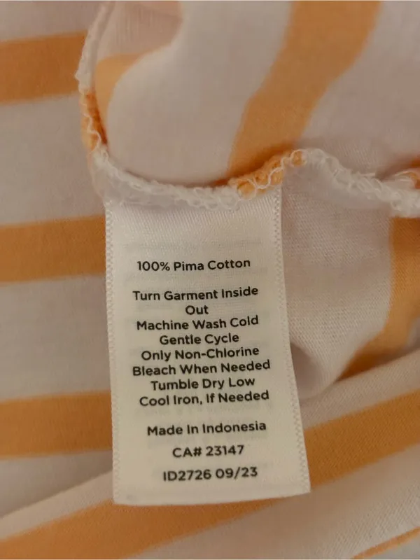 Talbots Petite MP Pima Cotton Orange White Striped Tee Top - Image 3