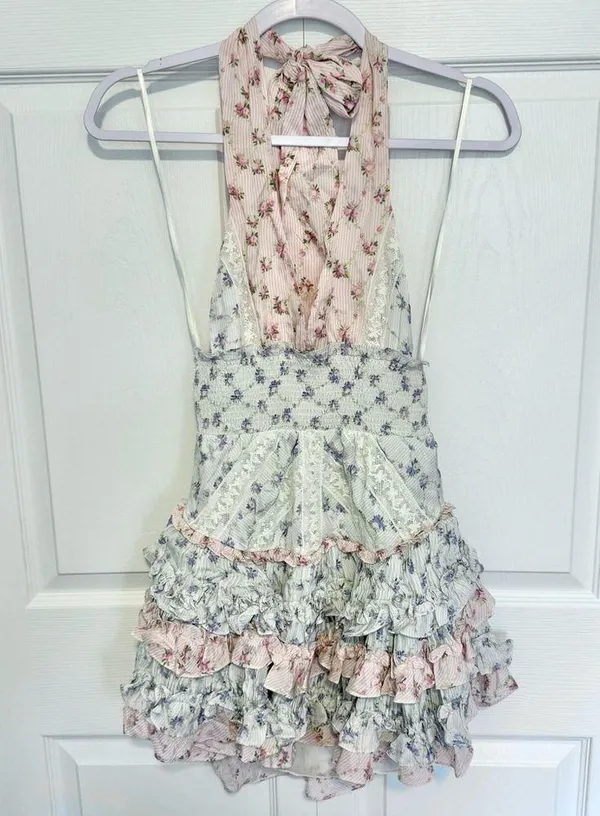 Like New LoveShackFancy Quintell Halter Mini Dress - Image 7
