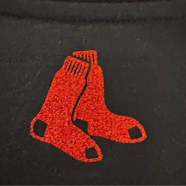 Goodfellow & Co Boston Red Sox Navy V-neck Short Sleeve‎ T-shirt with Red Glitter Logo Large - Image 4