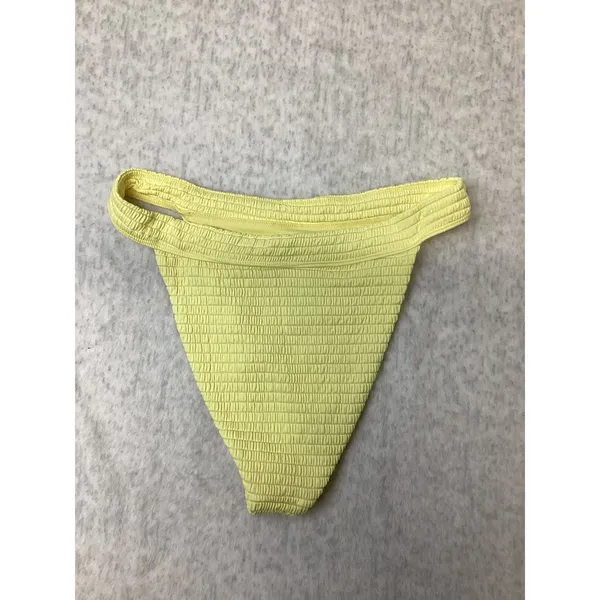 PacSun Swim Eco Yellow Smocked High‎ Cut Bikini Bottoms Small NWT - Image 4