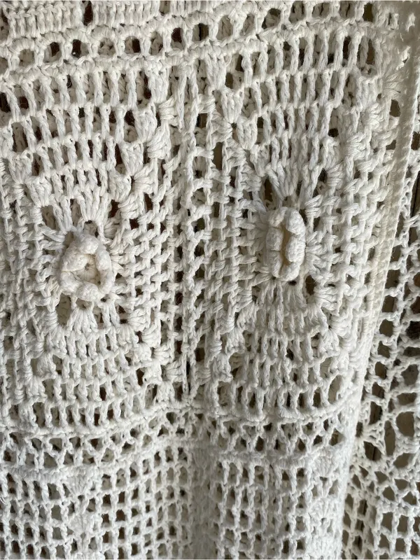 White Stag cream crochet duster sweater vest boho western festival fall Large - Image 3