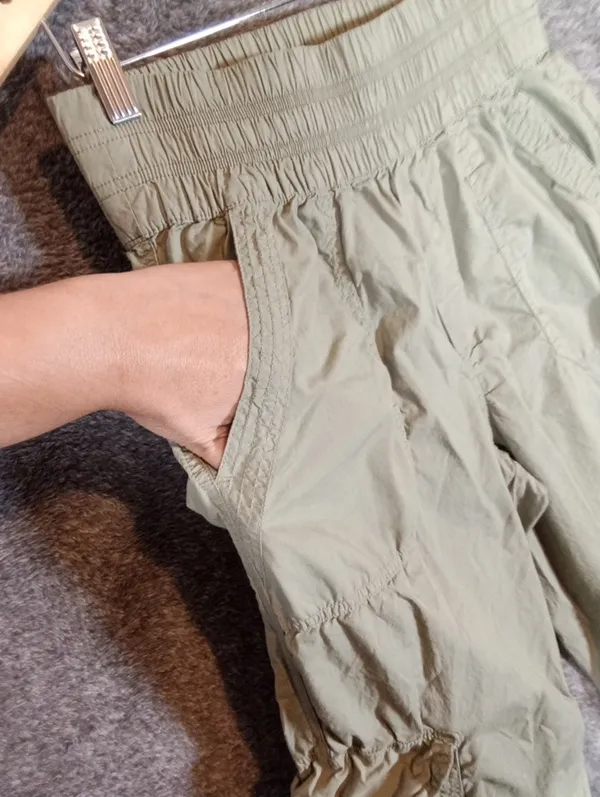 aerie Olive Green Elastic Waist Cargo Pants High Rise Cotton Gorpcore Streetwear - Image 5