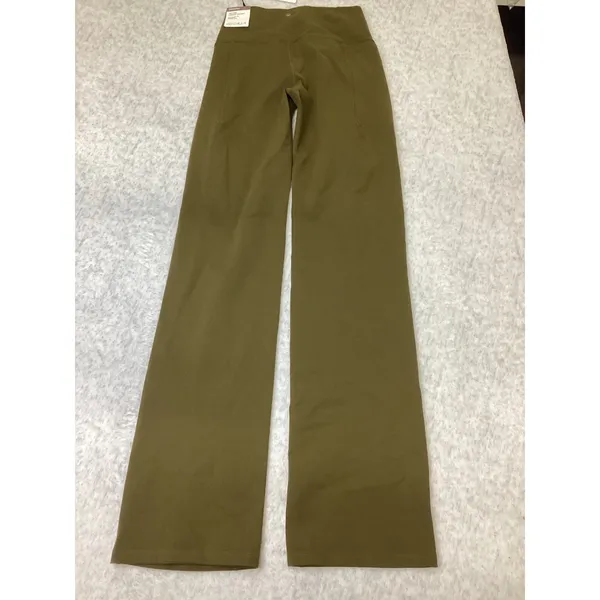 CALIA Essential High-Rise Straight Leg Pant Dark Khaki Olive XS WAX105 NWT - Image 2
