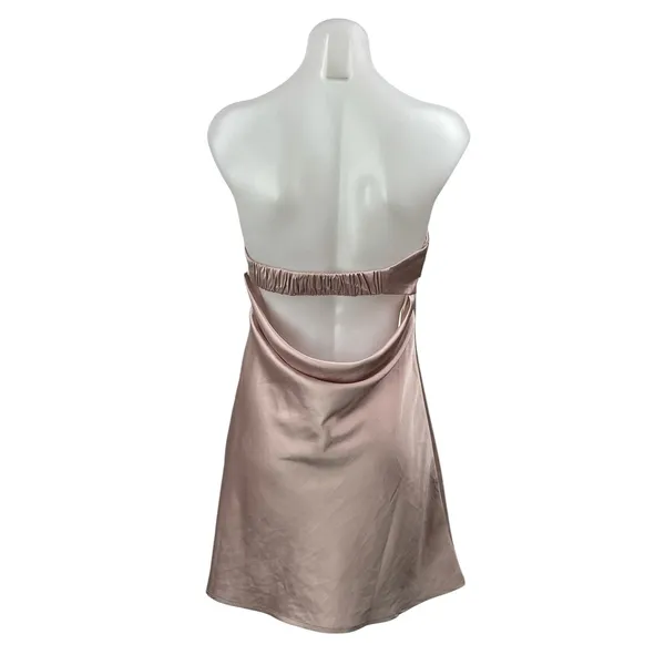 Princess Polly Phillipa Pink Silky Satin Strapless Bandeau A-line Mini Dress 8 - Image 3