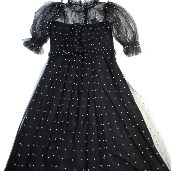 NWT Hunter Bell Bennett in Black Pearl Embellished Mesh Tulle Maxi Dress 12 - Image 4