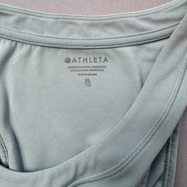 ATHLETA Cropped Tank Top XL Dusty Blue Gym Athleisure Workout - Image 4
