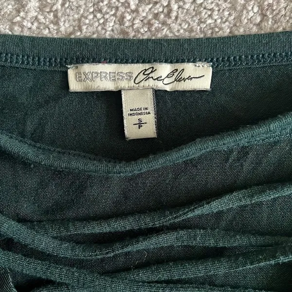 Express One-Eleven Green Lace Up Long Sleeve Top - Image 4