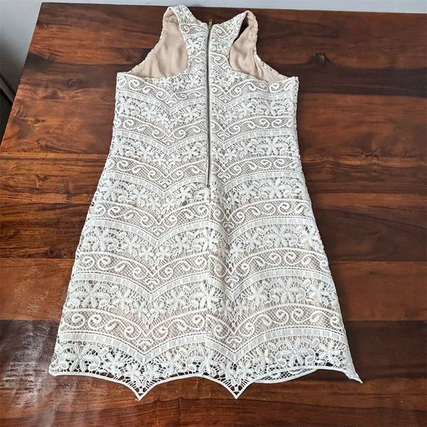 Lavender Brown Women's White Lace Mini Dress Sleeveless Party/Cocktail S‎ - Image 7
