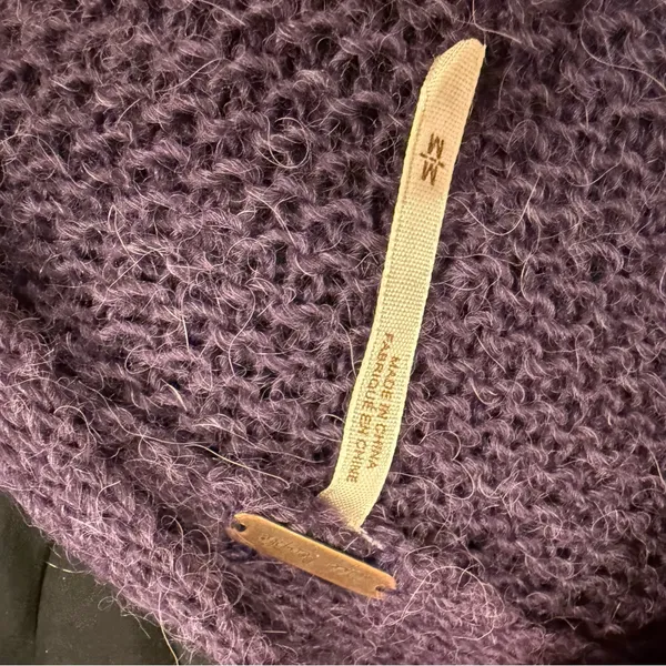Free People Wool Alpaca V-neck Sweater Sz M Purple Cozy Slouchy - Image 7