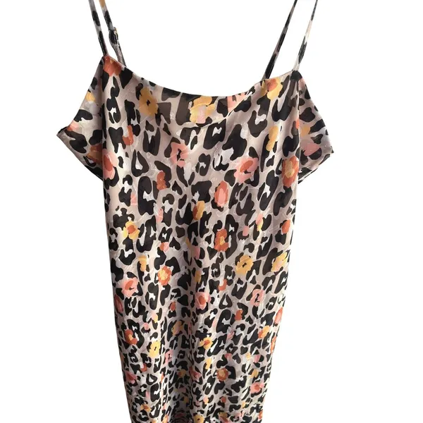 Anthropologie Hutch Animal Print Satin High-Low Slip Ruffle‎ Hem Dress Sz Small - Image 4