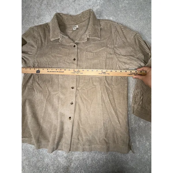 LL Bean Shirt Womens Large Tan Comfort Corduroy‎ Relaxed Button Up Long Sleeve - Image 5