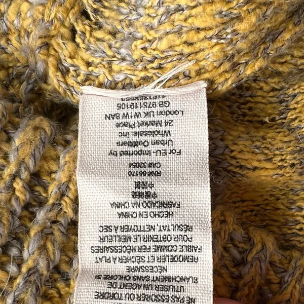 Free People Yellow Gray Wool Blend Knit Pullover Sweater, M - Image 12