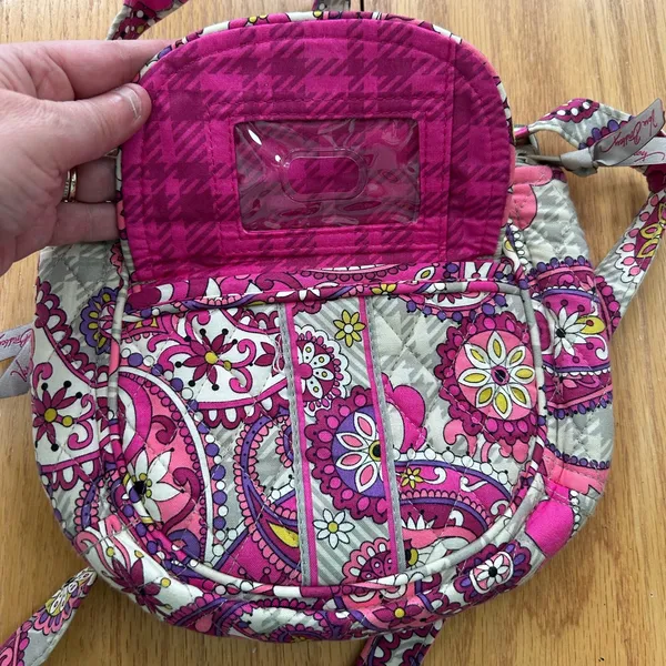 Vera Bradley Very‎ Berry Pink Gray Paisley Hipster Shoulder Crossbody Bag Purse - Image 7