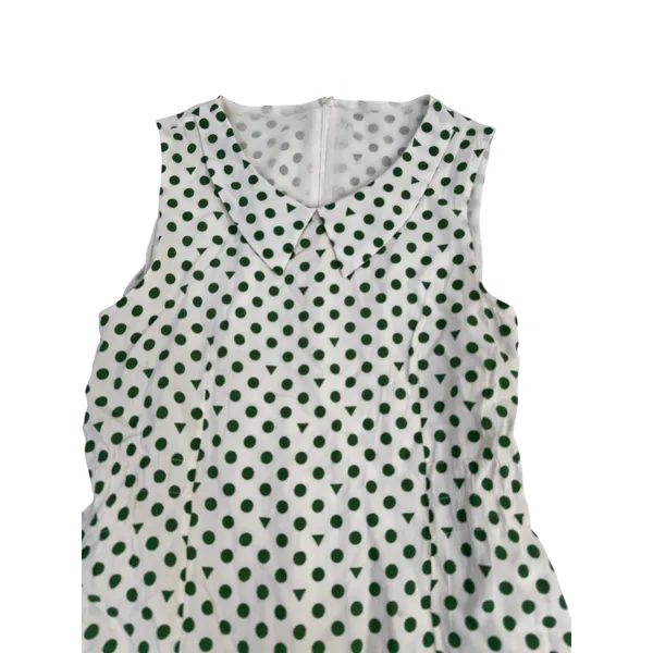 Handmade Green‎ Polka Dot Peter Pan Collar Sleeveless Mini Dress Cottagecore - Image 5
