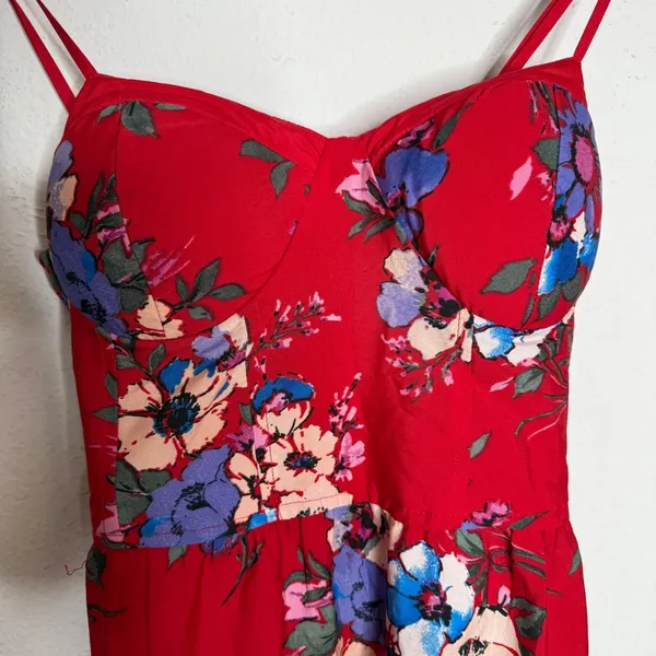Band of Gypsies Floral Maxi Dress Red Blue Sleeveless Summer Sundress Sz S‎ - Image 8