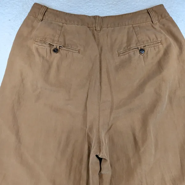 Madewell Harlow‎ Wide Leg Pants Womens 14 Pleated Lyocell Linen Brown NG521 - Image 8