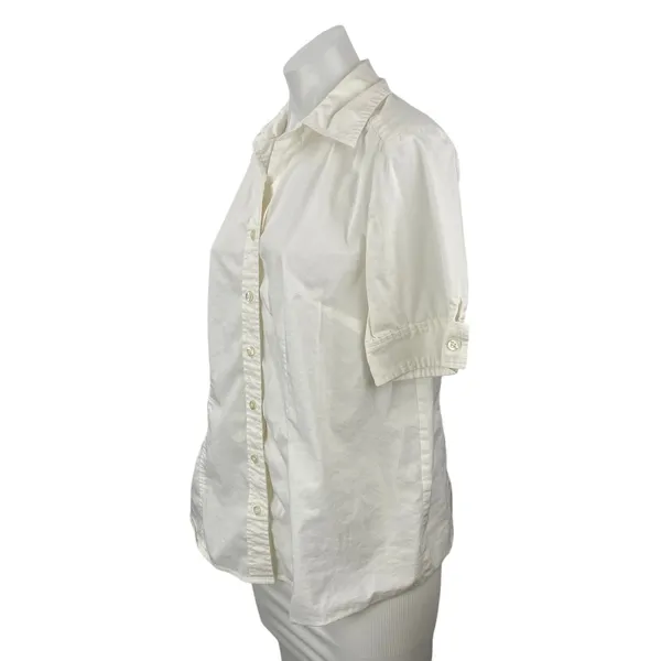 Ann Taylor LOFT Maternity White Collared Short Sleeve Button Down Shirt Top Sz M - Image 3