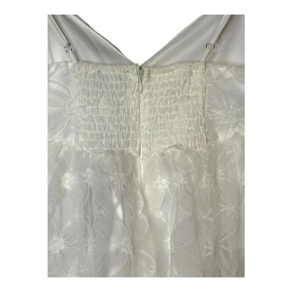 Lulus Floral Lace Midi Dress XS White Bridal Shower Wedding Smocked Coquette NWT - Image 13
