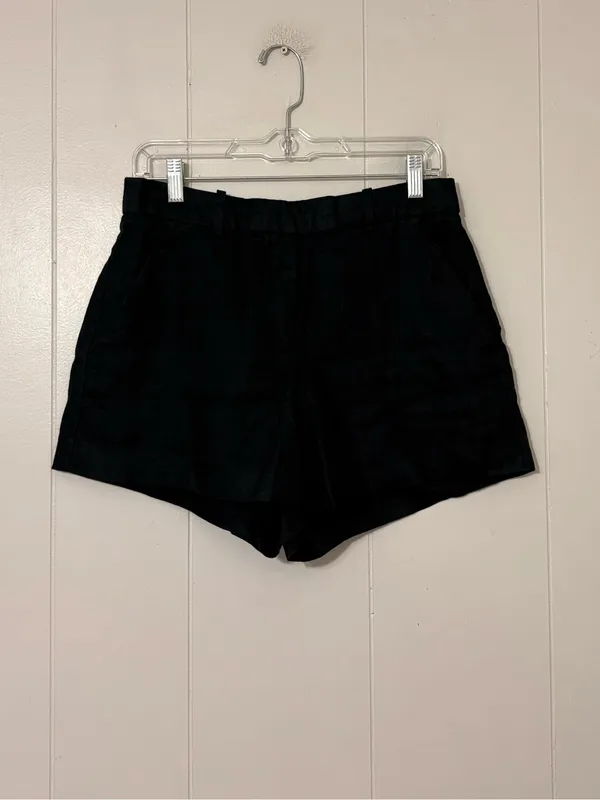 Abercrombie & Fitch A&F Linen Collection High Rise Tailored Shorts Black 27 - Image 3