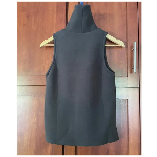 OGL Turtleneck Split Hem Top Sleeveless FuzzLuxe Deep Grey Size XS - Image 5