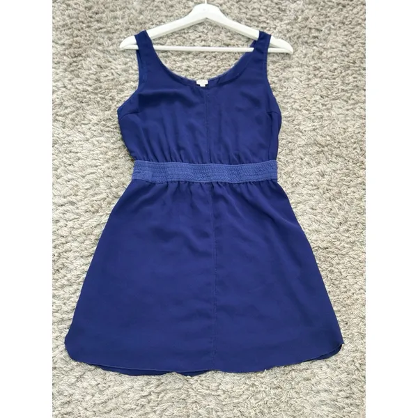 Wilfred Aritzia Women’s Navy Blue Mini Dress Smocked Waist Scoop Neck Size S - Image 2