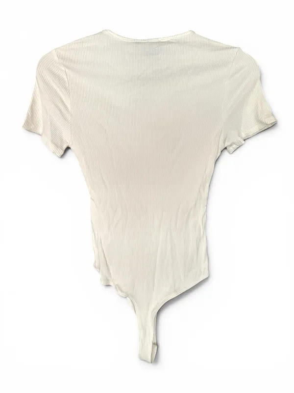 NWT Lulus Kinship Ivory Ribbed Bodysuit M - Image 6