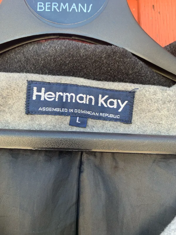 Herman Kay Women's Classic Black and Gray Pea Coat ~ Size L - Image 2
