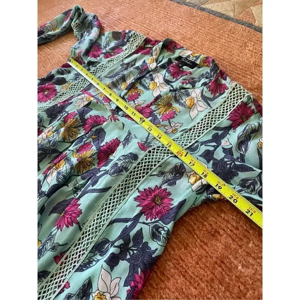 RD + Koko Anthropologie Blue Long Sleeved Teal Floral Printed Top” - Image 9