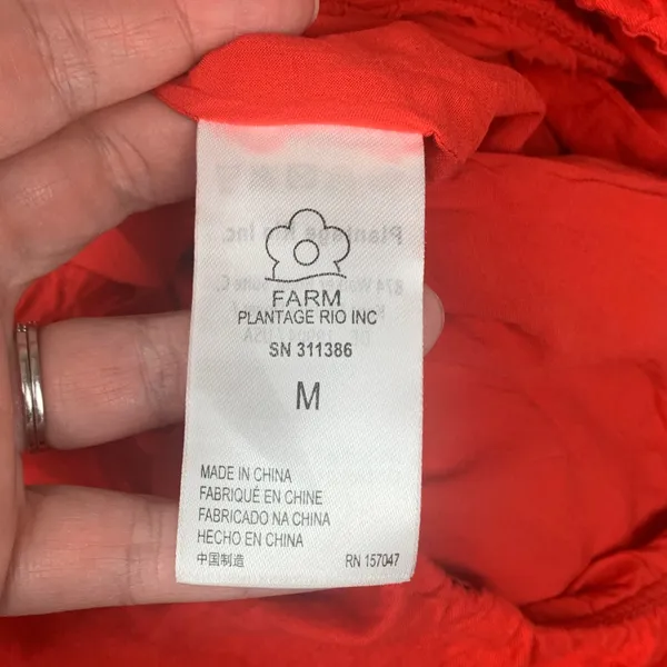 FARM Rio size medium linen Bold Red cut out midi dress knot - Image 11
