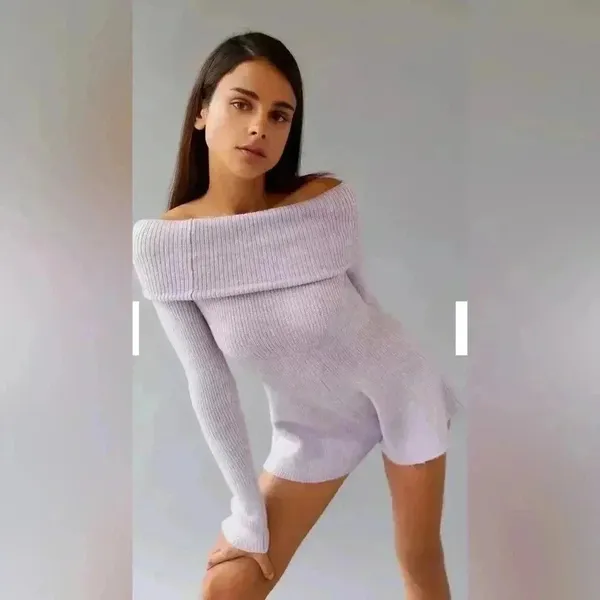 Urban Outfitters Sold Out Purple UO Grace‎ Off-The-Shoulder Romper Size S - Image 3