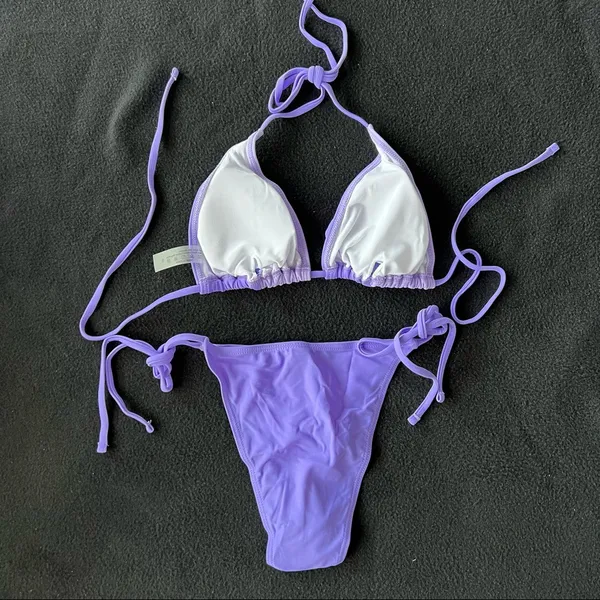 Boutique Purple color block bikini set - Image 4