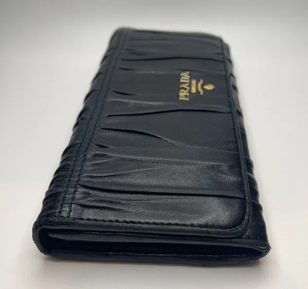 Prada Nappa Gaufre Leather Continental Wallet - Black - Preowned - Image 5