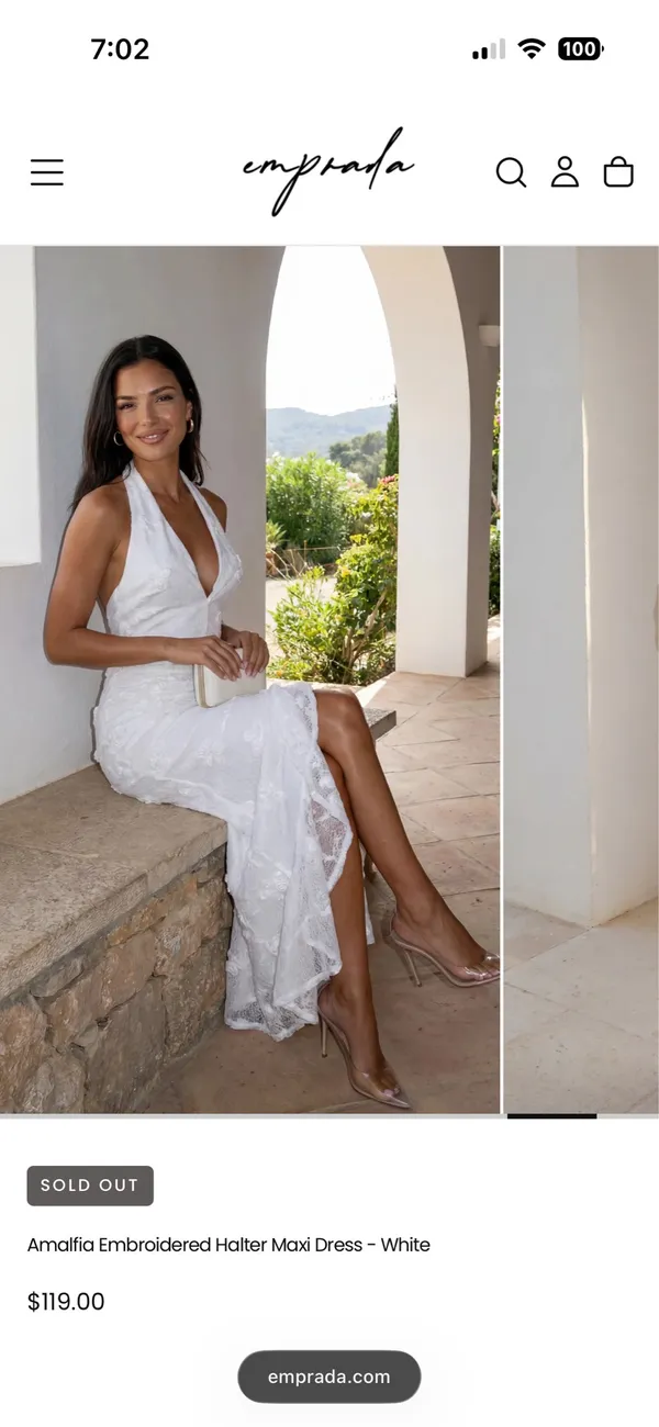 Emprada Halter Neck White Dress - Image 4