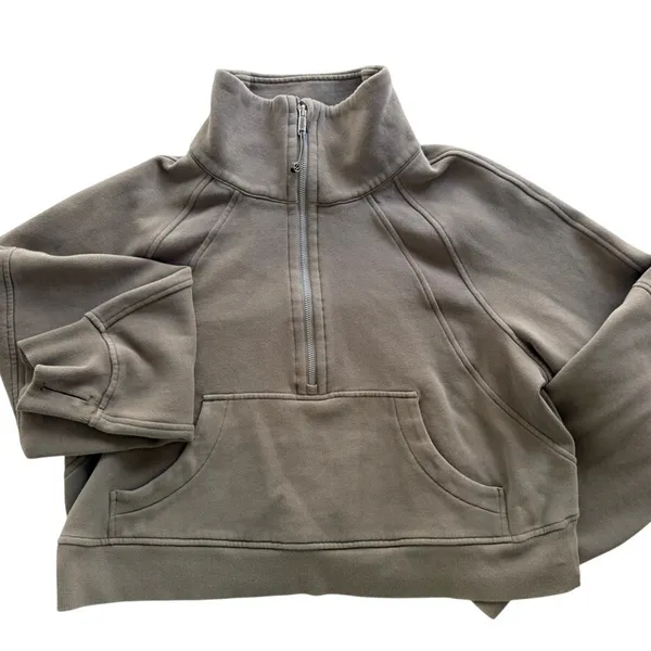 Lululemon Scuba Oversized Funnel Neck Sweatshirt Rover Tan Beige Size M/L Fleece - Image 2