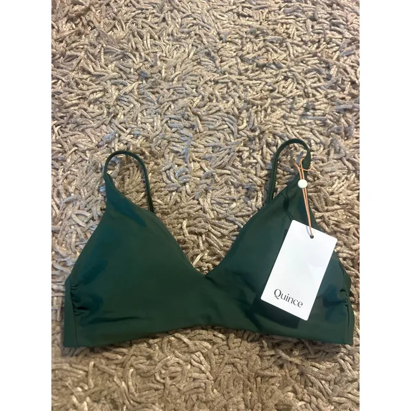 QUINCE Italian V-Neck Bikini Top SUSTAINABLE Swimsuit NWT Palm Green Sz Small S - Image 3