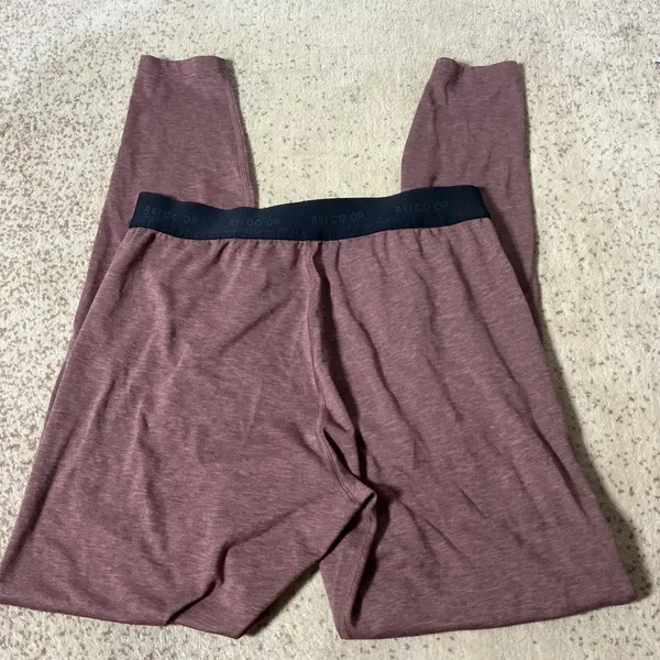 REI Co-op Base Layer Thermal Leggings Womens Medium Maroon Hiking Tights Base - Image 6
