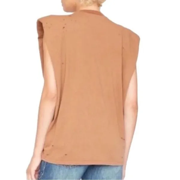Free people x Sandrine Rose Shoulder Pad Brown Tank Top(Size Small) - Image 2