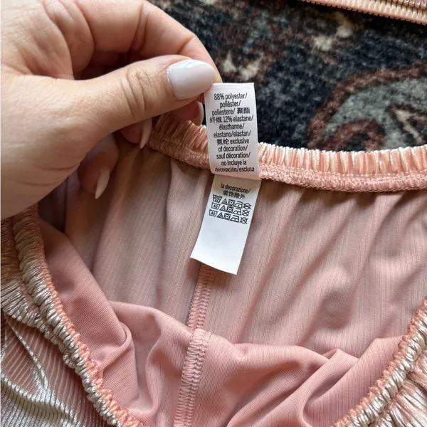 Victoria’s Secret lounge sleep pj’s Peach‎ Set crushed velvet bra shorts - Image 3