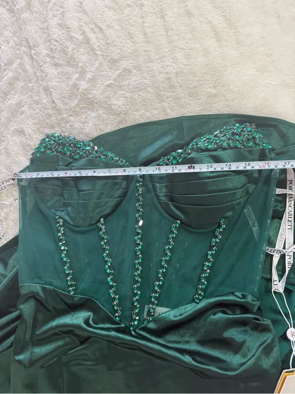 Portia & Scarlett Emerald Velvet Beaded Corset Gown Formal Dress L NWT - Image 10