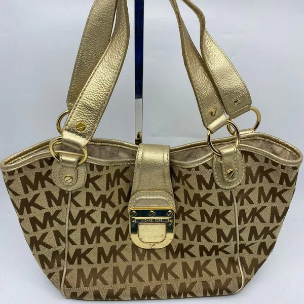 Michael Kors Medium Brown/Gold Fabric Shoulder Bag - Image 10