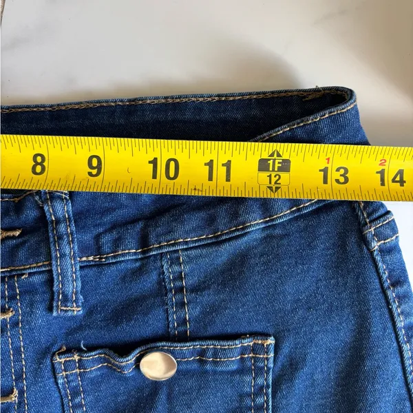 Women’s High Waisted Denim Jeans Size L Button Front Bootcut Blue - Image 11