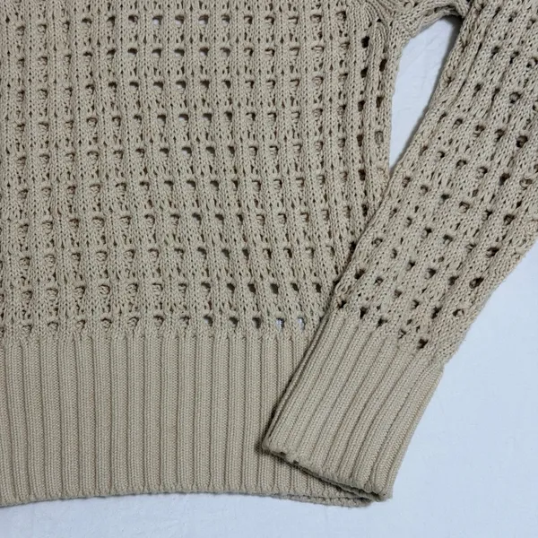 J.Crew Pointelle Crewneck Sweater Women‎ Small Fisherman Knit Dusty Ivory Cotton - Image 8