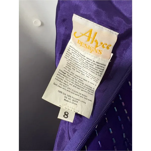 80s Alyce beaded silk maxi dress Purple Size M - Image 3