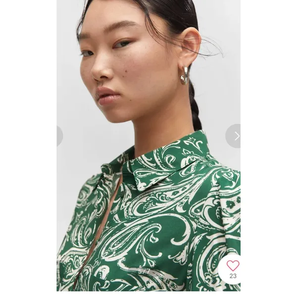 Mango Women's Ethnic Motifs Print Shirt Midi Dress Long Sleeve Size 4 Small 2734 - Image 2