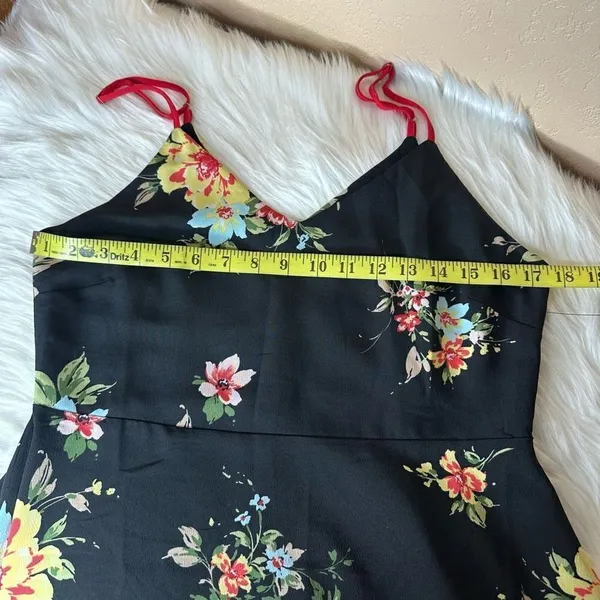 Lulu’s Go Fleur a Twirl Black Floral Print Handkerchief Midi Dress Size Large - Image 7