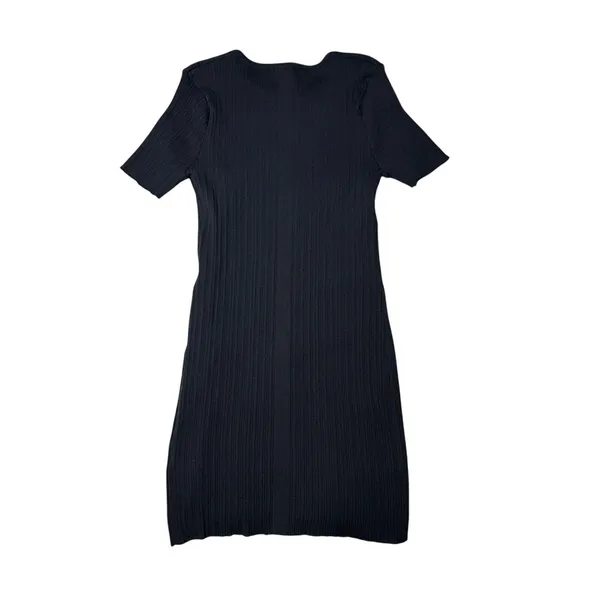 H&M Black Ribbed Knit Bodycon Dress Large NWT Minimalist LBD - Image 4