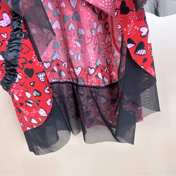 Inteco Intimates Red Pink Black Heart Love Babydoll Nightie Chemise Dress M - Image 9